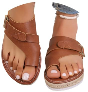 Onsoyours Sandali da Donna Ortopedici per Alluce Valgo Espadrillas Platform Scarpe Infradito Comode PU Ciabatte Pantofole Casual Open Toe Estivi Spiaggia Flip Flops A Marrone 39 EU