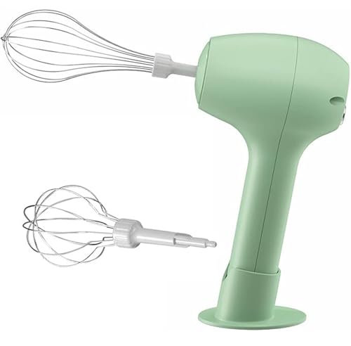 KEAOZVFE Batteur à Oeufs à Main sans Fil, Fouet à Oeufs électrique, mélangeur électrique Portable Rechargeable par USB avec Auto-contrôle à 3 Vitesses,pour Lattes, Beurre, gâteaux, œufs, Lait(Green)