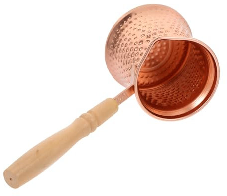 PRETYZOOM Cafetière Turque en Cuivre Plaqué de 350 Ml Fabriquée à La Main avec Poignée en Bois sans Poignée Latérale pour Cuisinière Adaptée Au Chauffage Du Lait Et à La Cuisson
