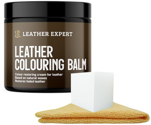 Leather Expert Leder Reparatur Set 250ml – Leder Balsam Farbauffrischer Schwarz - Lederpflege Auto - Ledersofa Pflegemittel - für Naturleder, Verblasstes und Leicht Abgenutztes