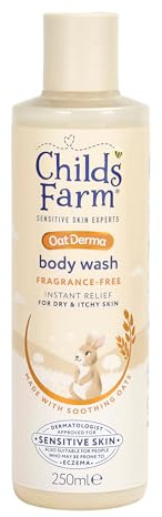 Childs Farm OatDerma Body Wash, Fragrance Free, Soothing Face Bath Shower Gel, Sensitive Skin Soap, Baby Kids, 250ml