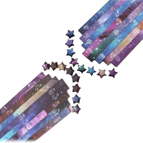 Jimkply Lot de 1060 bandes de papier en forme d'étoile, 15 styles, bandes de papier colorées pour étoiles, papier plissé à paillettes pour décoration, cadeaux (constellation)