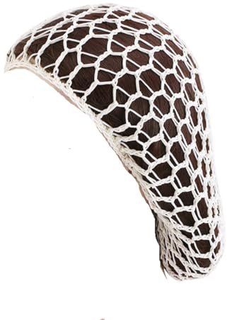 AMateschitz Lot de 2 filets à cheveux en maille au crochet pour femme - Bonnet tubulaire tricoté - Bonnet de sommeil pour femme, Blanc., taille unique