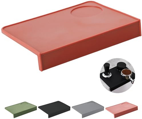 MORAINJAY Coffee Tamper Mat with Corner Support,15x20cm Espresso Silicone Mat,Barista Grade Non-Slip Espresso Accessory for Home&Commercial Bars–4 Colors,Dishwasher-Safe&Durable(Red)