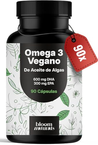 Omega 3 Vegano a base de Aceite de Algas – 90 Cápsulas – 2.000 mg por Ración Diaria – 600 mg DHA y 300 mg EPA – Producido en Alemania – Analizado en Laboratorio – Omega 3 Vegan Cápsulas
