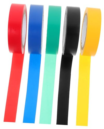 VILLFUL 5rollos Cinta Aislante De Colores Para Cables Multifuncional Para Interiores Adhesivo Fuerte