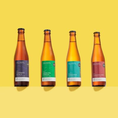 Left Field Kombucha Tea Taster Pack, 8 x 330ml Bottles, 4 Flavours Including Yunnan Black, Sencha Green, Oolong and Darjeeling, 100% Natural, Low Calories, Gut Health Benefits, Vegan