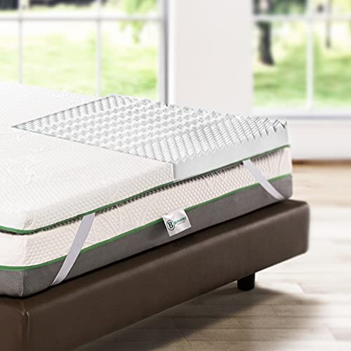 Bedshire Surmatelas correcteur pour lit simple, 100 x 200 cm, en mousse à mémoire de forme HD, hauteur 6 cm, orthopédique pour maux de dos, frais et respirant, avec housse amovible futon, fabriqué en