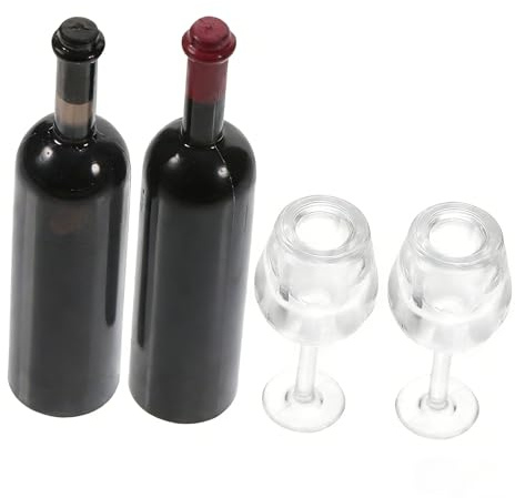 Yardwe 1 Ensemble Mini Bouteille De Vin Rouge Bouteilles Bouteille De Vin Miniature pour Enfants Gobelets Miniatures Gobelet Miniatures des Choses Miniatures Jouets Miniatures Plastique