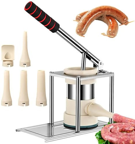 Riempitore manuale per salsicce con 4 ugelli, tritacarne resistente per preparare salsicce fatte in casa e professionali