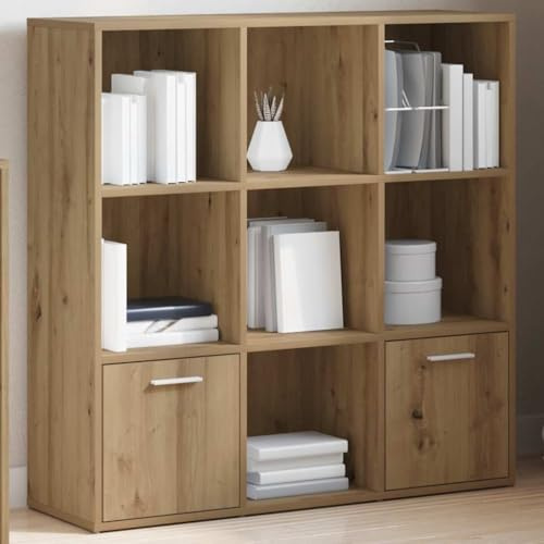 QUAHEAS Bücherschrank Artisan-Eiche, 98x29x97,5 cm, Holzwerkstoff, mit Türen, vielseitig einsetzbar, für Bücher, Zeitschriften, Dekoration