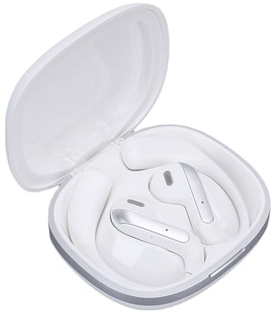 Lazmin112 Écouteurs Ouverts, Écouteurs Supra-Auriculaires avec Crochet Ergonomique, Bluetooth 5.4, Micro À Réduction De Bruit ENC, 58 Heures D'autonomie, pour Sport, L'entraînement (White)