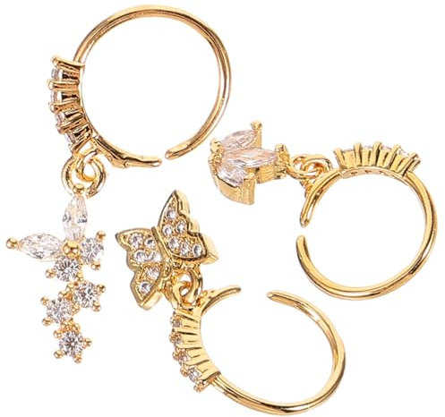 Yardenfun 3 pièces Piercing Nez Pendentif Acier Inoxydable avec Cristaux Bijoux Nez Dangle pour Femmes Accessoires Charm Élégants et Sûrs