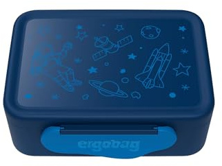 ergobag Brotdose Astronaut - Dunkelblau | mit Trennfach, spülmaschinenfest für eine praktische und unkomplizierte Nutzung im Alltag
