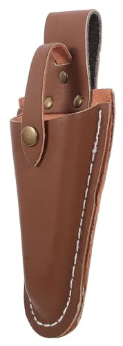 SEWACC Funda para Tijeras de Podar de Cuero Vacuno Resistente y Práctica para Cinturón Cierre a Presión Protección para Tijeras de Jardinería Uso Profesional Poda y Color Aleatorio