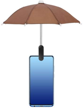 sourcing map Phone Umbrella - Adjustable Cell Phone Umbrella Sun Shade with Stable Clip Universal Mini Cellphone Shade Cover for Beach/Pool/Outdoor, Brown