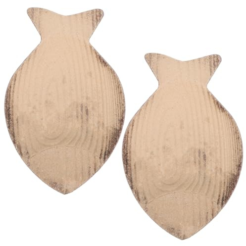 SMASOLO Plateau en Bois Brut de Poisson, Grand Format 23,6x15x3 Cm, Lot de 2, Plateau Décoratif Multifonction pour Porte-clés, Rangement Bijoux et Vide-Poches, Centre de Table