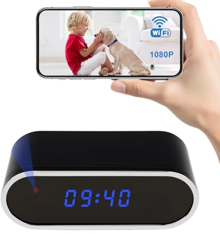 Telecamera con orologio, 1080p, mini videocamere portatili con registratore video con rilevazione di movimento, per casa e ufficio