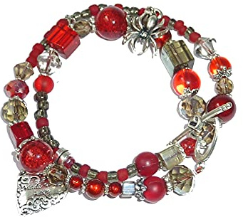 SSH-Design - Wickelarmband - rot & rauchgrau -