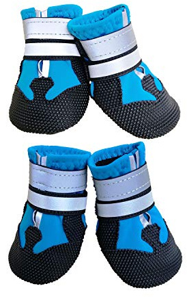 Ewolee Bottes de Protection pour Chien - 4 Pièces Chaussures Respirantes Antidérapantes (S, Lac Bleu)