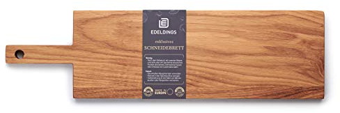 Edeldings Schneide- und Servierbrett aus hochwertiger Eiche 43 х 15 cm groß mit 12 cm praktischem Griff | Antibakterielles Küchenbrett | Servierbrett, Frühstücksbrett, Holzbrett aus massiv Holz