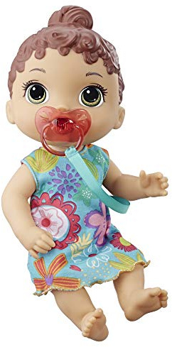 Baby Alive Söt nappbaby, interaktiv babydocka, brunhårig