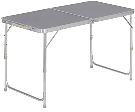 WOLTU Campingtisch Klapptisch Gartentisch Arbeitstisch Balkontisch höhenverstellbar Aluminium MDF Grau