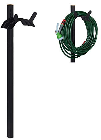 Relaxdays Sostegno Porta Tubo per il Giardino, Autoportante, per Tubi Lunghi 61 m, Acciaio, HLP 107,5 x 25 x 18 cm, Nero