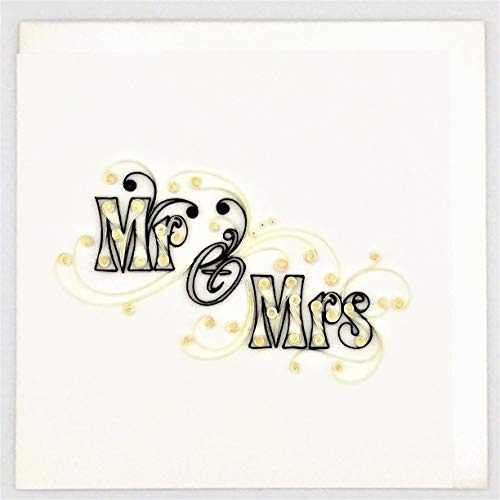 Mr./Mrs. Quilling Greeting Card 6x6 with Envelope. Perfect for Weddings. Blank Inside. Hand-Made. Suitable for Framing.