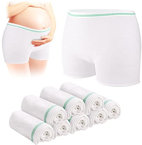 Carer Healthcare Disposable Maternity & Postpartum Underwear, 8 Pack High-Waisted Stretchy Seamless Pants for Incontinence, Labour & Postnatal Care