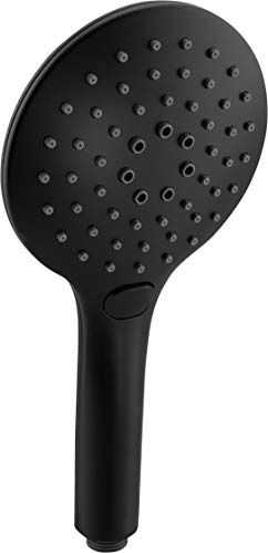 Cornat Handbrause Noir - Ø 125 mm Kopfdurchmesser - matt schwarz - 3 Strahlarten: Normal- & Sprühstrahl - Anti-Kalk & Wasserspareinsatz/Brausekopf für Dusche & Badewanne/ECO-Brause / TECB3429