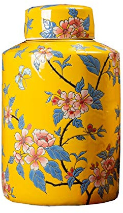 Barattoli Cucina Grande Funeral Urna Ceramica Seal Prova d'umidità Artigianali cremazione Urne da Ceneri umane 10/13 (Color : 21 * 32cm|Yellow)