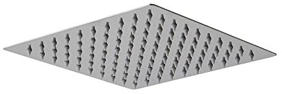 Kiamami Valentina - Soffione Doccia Quadrato 20x20 cm | Finitura Cromata | Acciaio Inox | Attacchi 1/2 | Accessori Doccia Coordinati, Lega di Acciaio