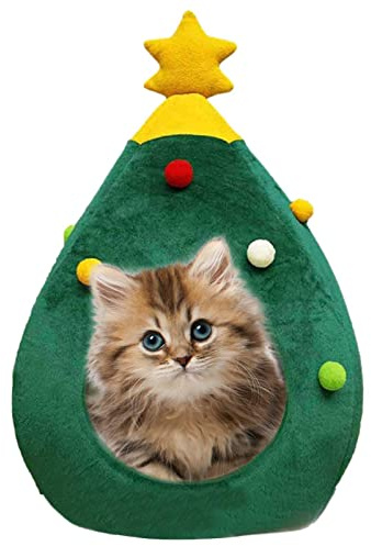 Weihnachtsbaum Katze Haus, Katzenhöhle Katzenbett Katzenhaus Kuschelhöhle Waschbar Katze Höhle Bett, Weiche Katze Haus Weihnachten Warme Katze Bett Für Winter, Gemütliche Katze Condo Haus Für Weihnach