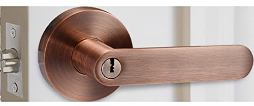 Poignée de porte blindée Serrure à poignée à trois barres pour salle de bain, Béquille ronde universelle avec clé, Épaisseur de porte applicable 35-50mm ( Color : A , Size : Door thickness 35-50mm )