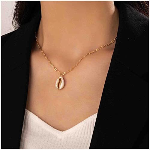 Cimenexe Böhmische Muschel-Anhänger-Halskette, Gold-Muschel-Halskette, Kauri-Halskette, Kette, Spitzenkette, Halskette, Schmuck für Frauen und Mädchen