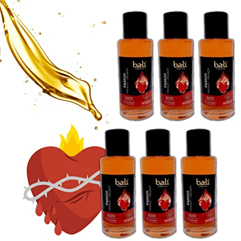 Bali fragancias Pack de Esencias al Aceite de Aroma Pasión para Humidificador. Set de Ambientadores Frutales en Esencia para Difusor. Aceite Natural para Quemador de Aromaterapia. 50 ml. 6 Unidades