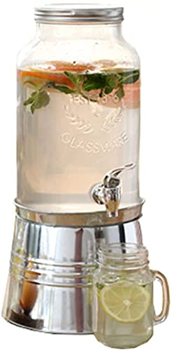 Girafe à Bière,Distributeur de Boissons Distributeur De Jus en Verre Mason Jar Distributeur De Boissons avec Seau À Glace Support 6L for l'eau Sangria