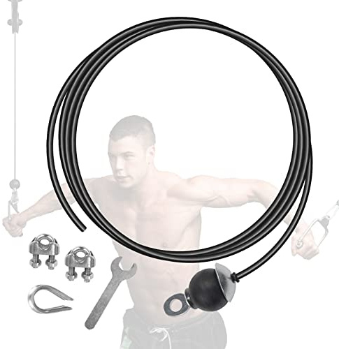 LAPONO Gym Kabel Draht Fitnessgerät Stahlseil Seilzug Ummantelte Drahtseil Schwarz für Seil Latzug Kabelzug Fitness Home Gym Riemenscheibensystem Arm-Krafttraining Mit ösen