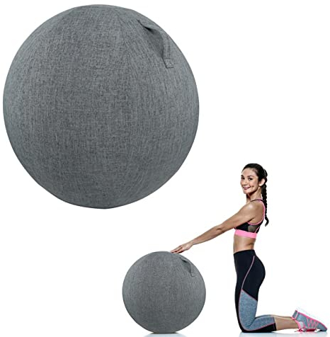 NILoykg& HüLle füR Gymnastikball, Yoga-Ball HüLle, GymnastikballhüLle füR Sitzball, StoffüBerzug, mit Griff, füR Fitnessball, Pilates, Yogaball Staubdicht, Einfach Zu Bedienen,Dark Gray,55cm