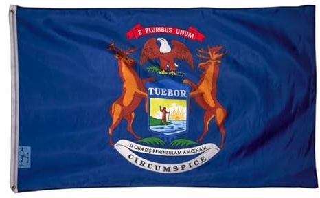 Flag 3x5 Ft (No Flagpole) State of MICHIGAN BIG Flag FT Polyester Banner MI Dorm Man Cave Decor