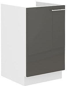 Kuechen-preisbombe Spülenschrank 50 Lara Grau Hochglanz + Weiß matt Küchenzeile Küchenblock Küche