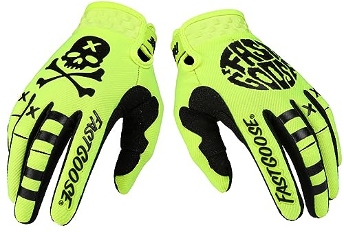 EXCEREY Skeleton Cool Motorcycle Bicycle Full Finger Off-Road Racing Gloves Outdoor Sports for Men Women & Mountaineering (Fluorescent Green, M)