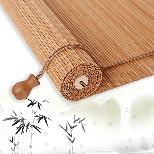 Bambus Raffrollo, Retro Bambusvorhang, Verdunkelungsrollo, Bambus Jalousine Raffrollo, Sonnenschutz Sichtschutz bambusrollo, Innen/außen Raffrollo außenrollo Balkon rollo-140cm * 140cm（W*H）
