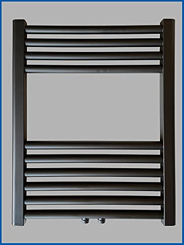 Scaldasalviette da bagno SMYRNA nero opaco, 450 x 600 mm, dritto, con attacco centrale