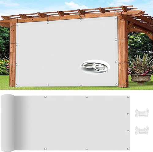 Sonnensegel Nach Mass 1.6 x 1.6 m Markisenstoff Balkonverkleidung Garten Balkon Ohne Bohren 95% Uv-Schut Windschutz Reißfest Im Viele Größe Und Farben mit Kordel, Weiß