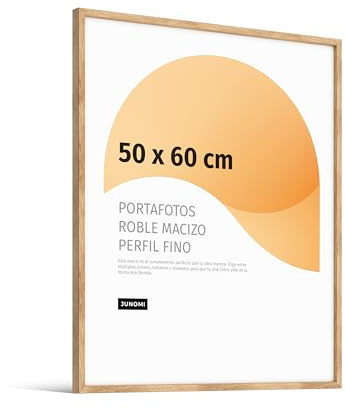 JUNOMI® Cornice portafoto in rovere di alta qualità, 50 x 60 cm, in vero legno, 50 x 60 cm, con vetro acrilico infrangibile