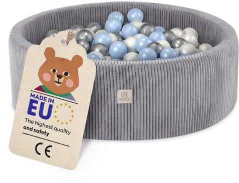 MISIOO Babypool 90 x 30 cm med 200 bollar - babypool och barn - högkvalitativ barnpool för lek och utveckling - tvättbar