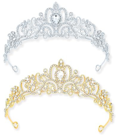 Krone Diadem Tiara,Krone Damen Kristall Strass Diadem Hochzeit Krone Geburtstag Mädchen Crown Prinzessin Krone für Birthday Girl Geburtstagskrone Erwachsene Abschlussball Festzug Brautkrone
