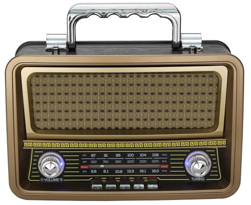 Radio de Banda Completa Altavoz Bluetooth Antiguo Altavoz multibanda portátil Altavoz y Radio nostálgicos con inserción de Tarjeta USB